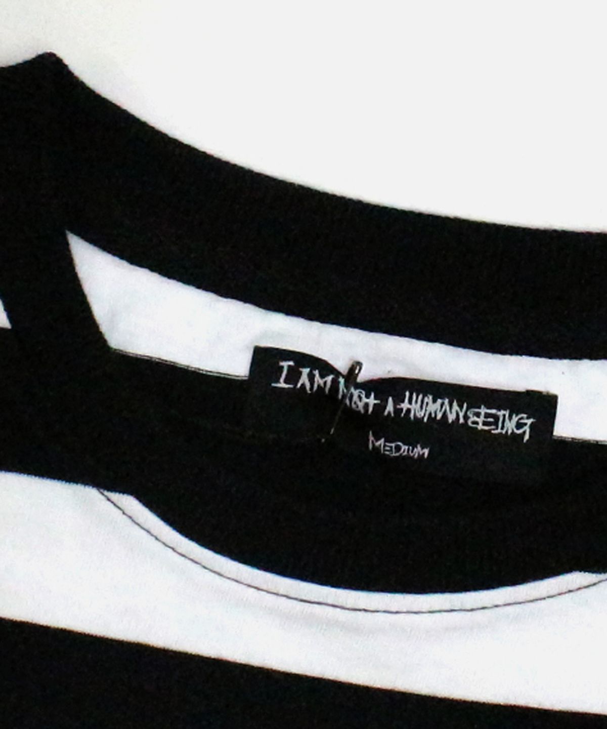 아임낫어휴먼비잉(I AM NOT A HUMAN BEING) Porno4 Stripe T-Shirts - White/Black