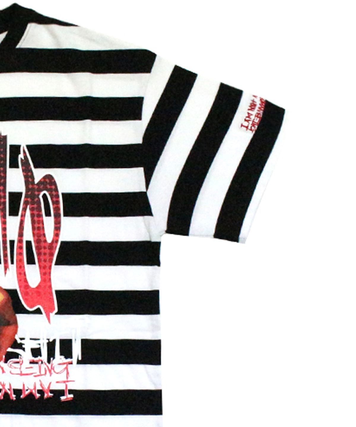 아임낫어휴먼비잉(I AM NOT A HUMAN BEING) Porno4 Stripe T-Shirts - White/Black