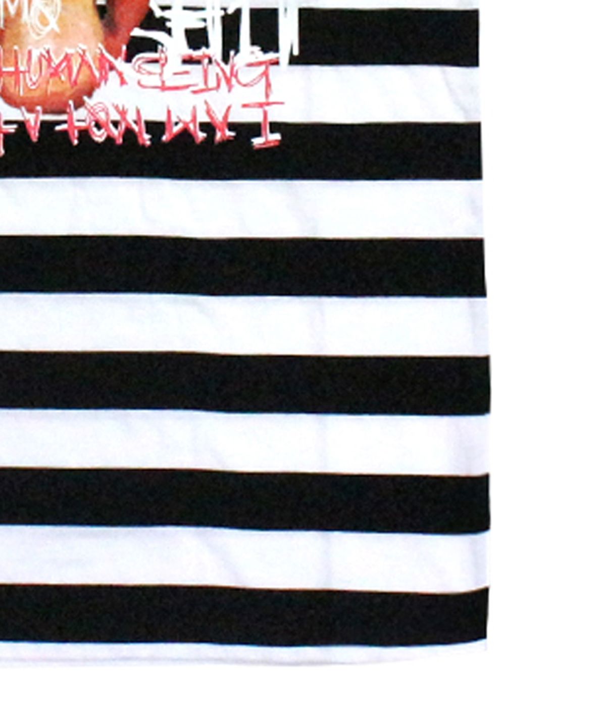 아임낫어휴먼비잉(I AM NOT A HUMAN BEING) Porno4 Stripe T-Shirts - White/Black