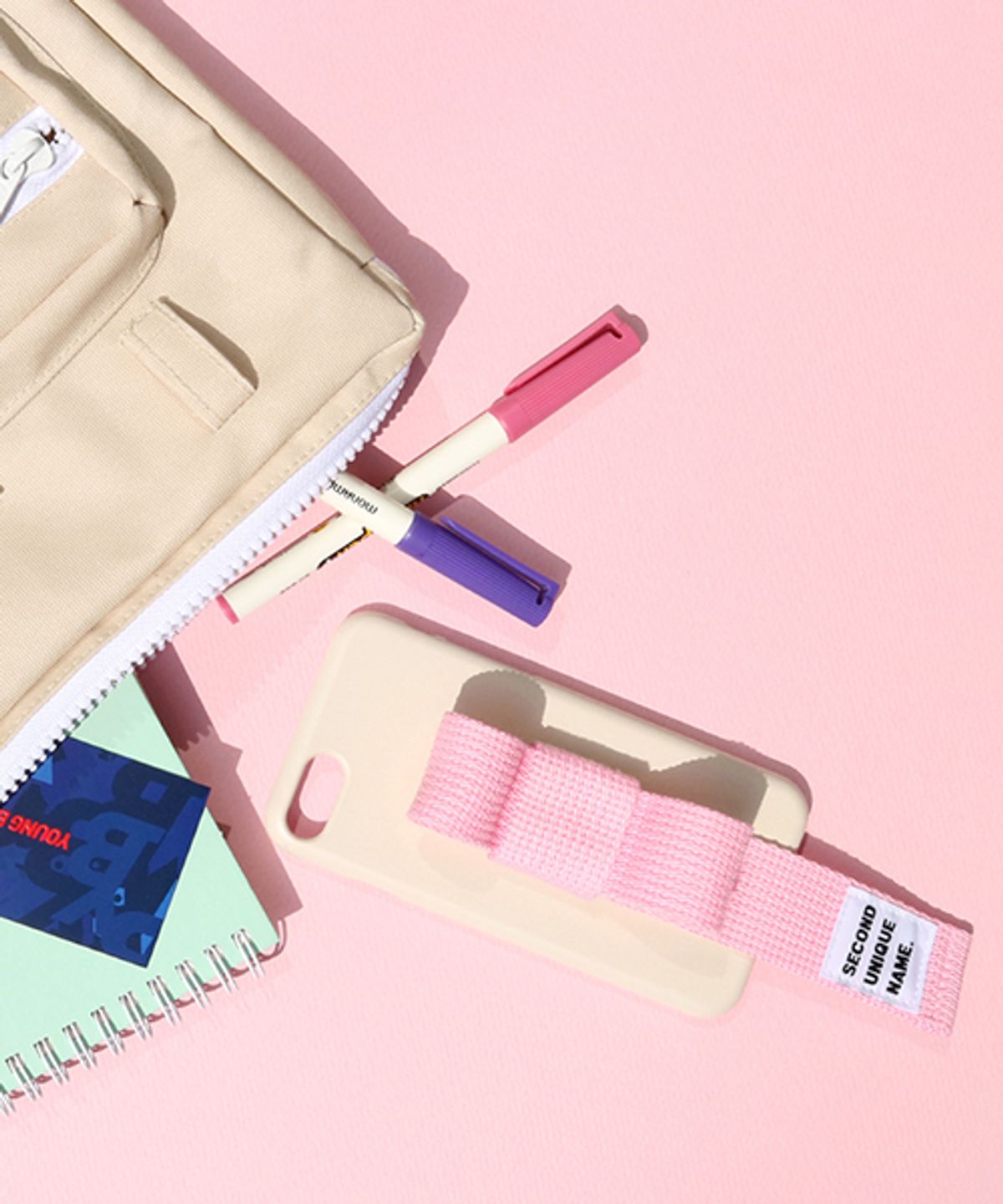 세컨드유니크네임(SECOND UNIQUE NAME) SUN CASE RIBBON IVORY LIGHT PINK