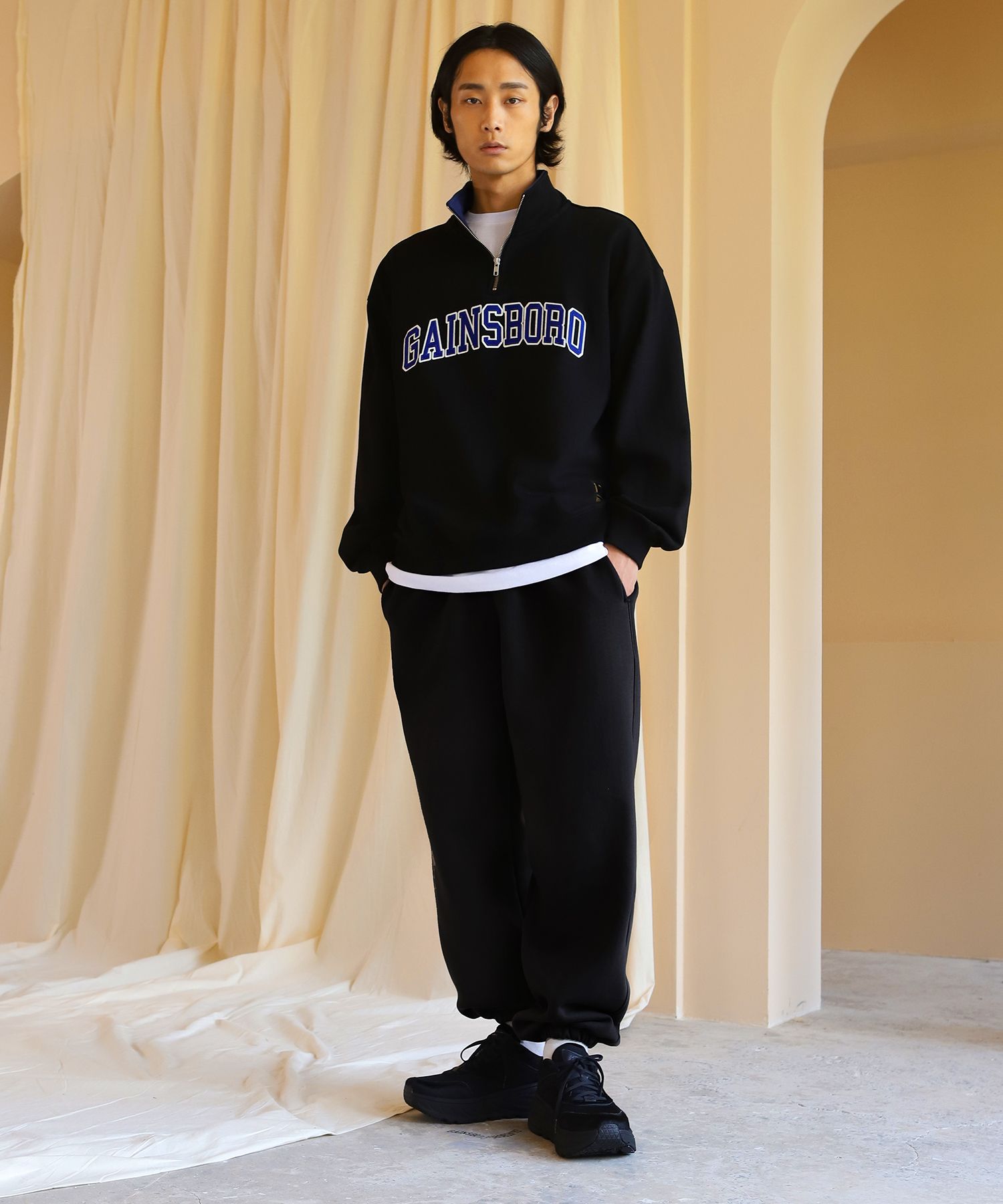 MUSINSA公式 | GAINSBORO Logo Anorak Pullover Half Zip Up Black