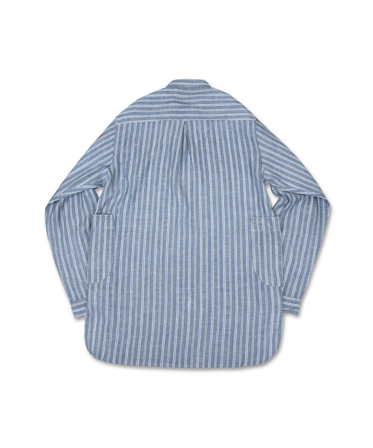 스웰맙(SWELLMOB) swellmob linen collarless french work shirts -stripe-