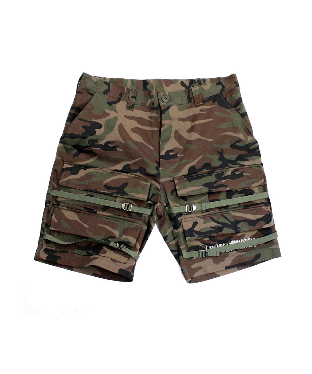 아임낫어휴먼비잉(I AM NOT A HUMAN BEING) Basic Logo Front Pocket Shorts - Camo