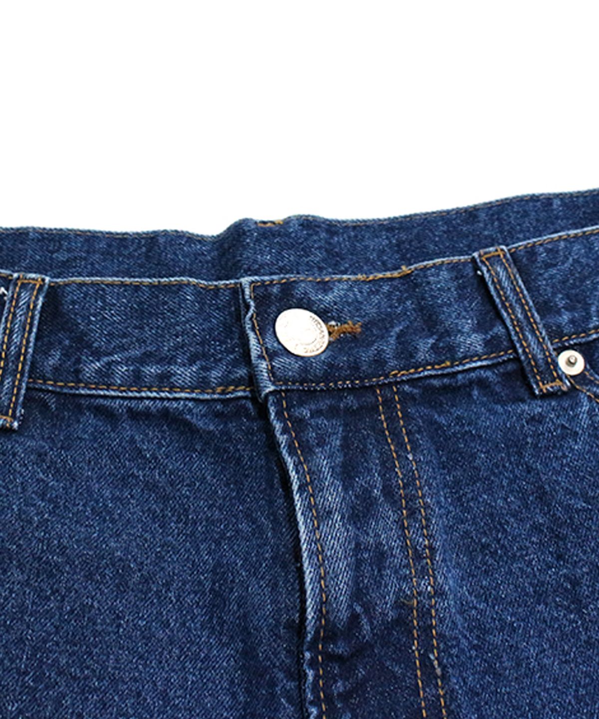 아임낫어휴먼비잉(I AM NOT A HUMAN BEING) Basic Logo Destroyed Denim Shorts - Blue