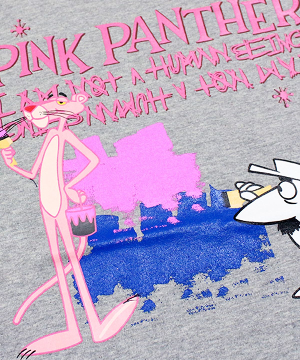 아임낫어휴먼비잉(I AM NOT A HUMAN BEING) HBXPP Pink Panther And White Man T-Shirt - Grey
