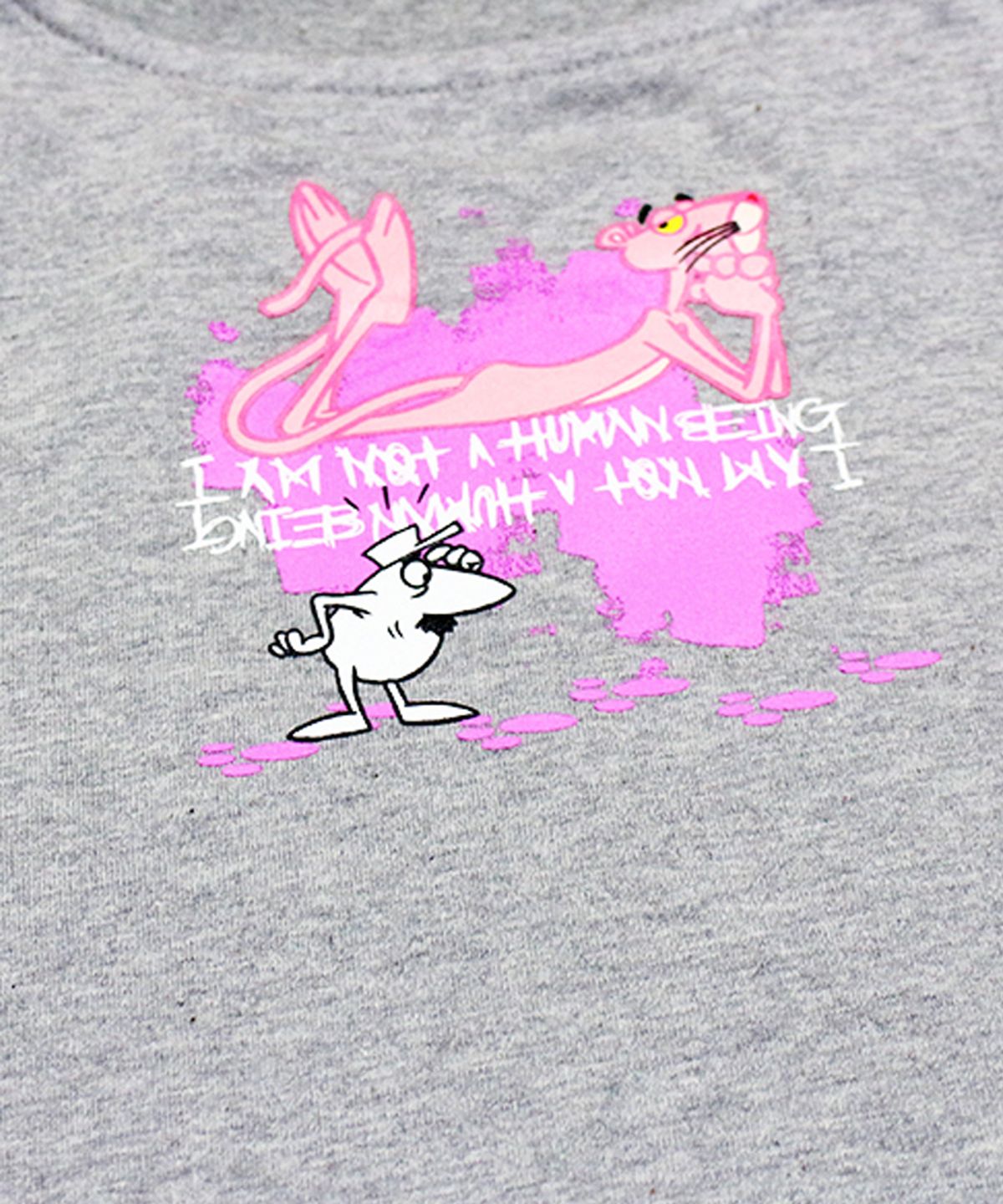 아임낫어휴먼비잉(I AM NOT A HUMAN BEING) HBXPP Pink Panther And White Man T-Shirt - Grey
