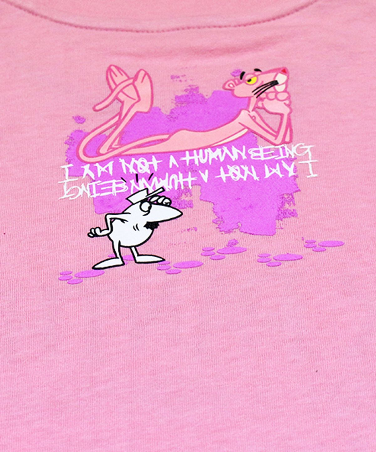 아임낫어휴먼비잉(I AM NOT A HUMAN BEING) HBXPP Pink Panther And White Man T-Shirt - Pink