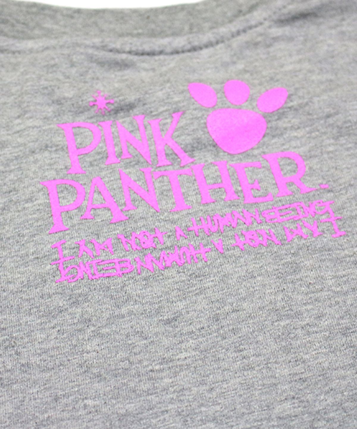 아임낫어휴먼비잉(I AM NOT A HUMAN BEING) HBXPP Pink Panther Leaning Against Our Logo T-Shirt - Grey