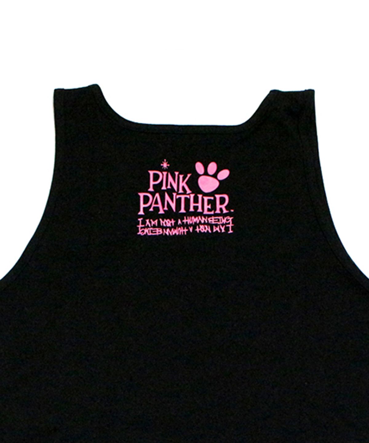 아임낫어휴먼비잉(I AM NOT A HUMAN BEING) HBXPP Pink Panther Leaning Against Our Logo Tank Top - Black