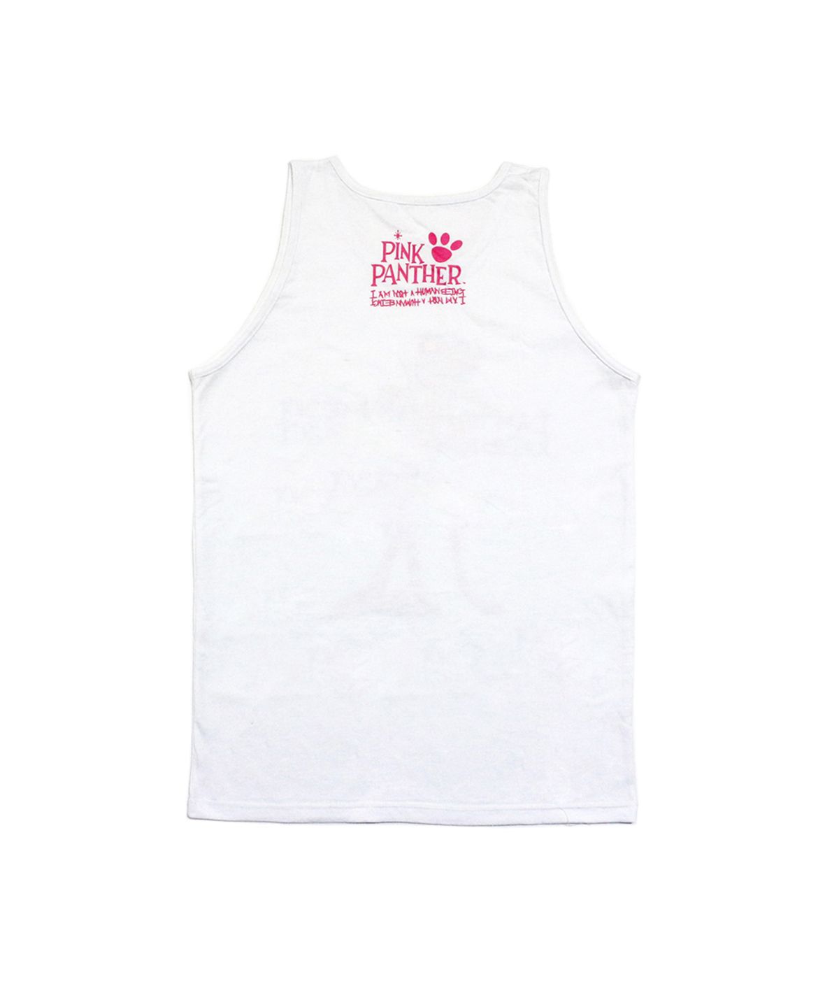 아임낫어휴먼비잉(I AM NOT A HUMAN BEING) HBXPP Pink Panther Leaning Against Our Logo Tank Top - White