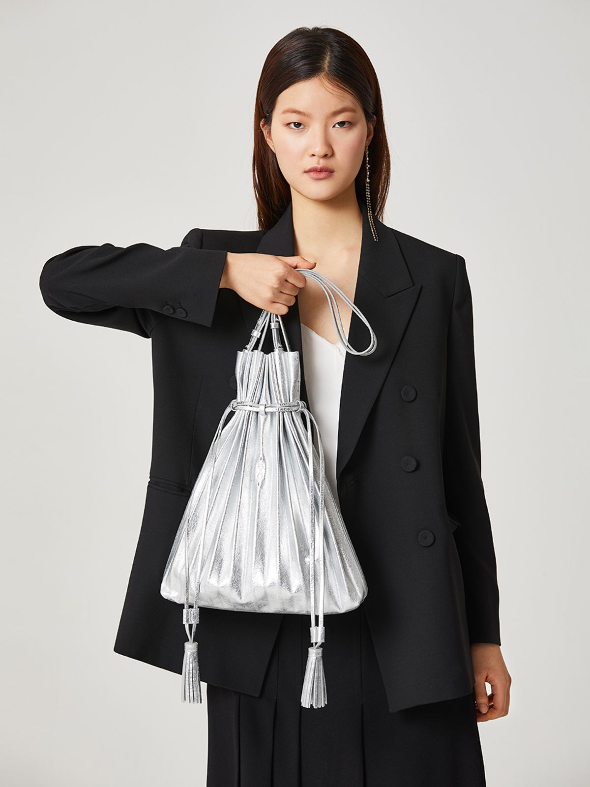 조셉앤스테이시(JOSEPH&STACEY) Lucky Pleats Shopper Cracked Silver