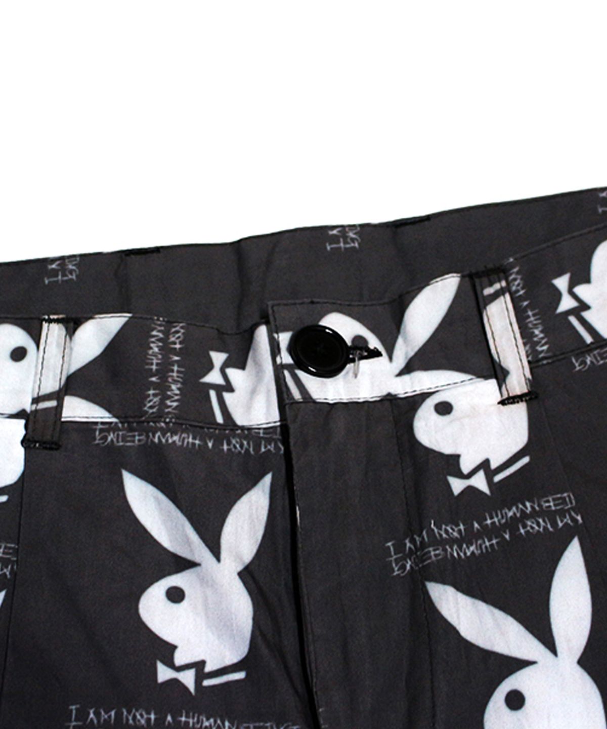 아임낫어휴먼비잉(I AM NOT A HUMAN BEING) Rabbit Head x IMXHB Logo Pattern Shorts - Black
