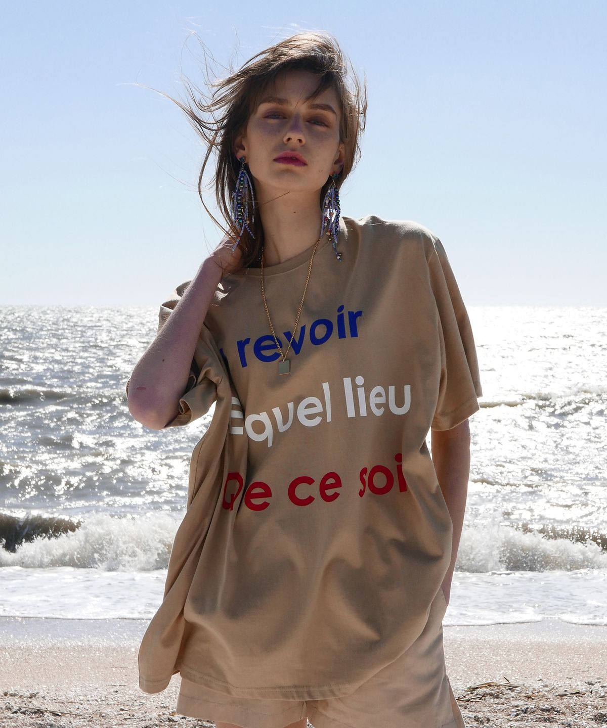 라티젠(LARTIGENT) LB AEQ T-SHIRT(BEIGE)