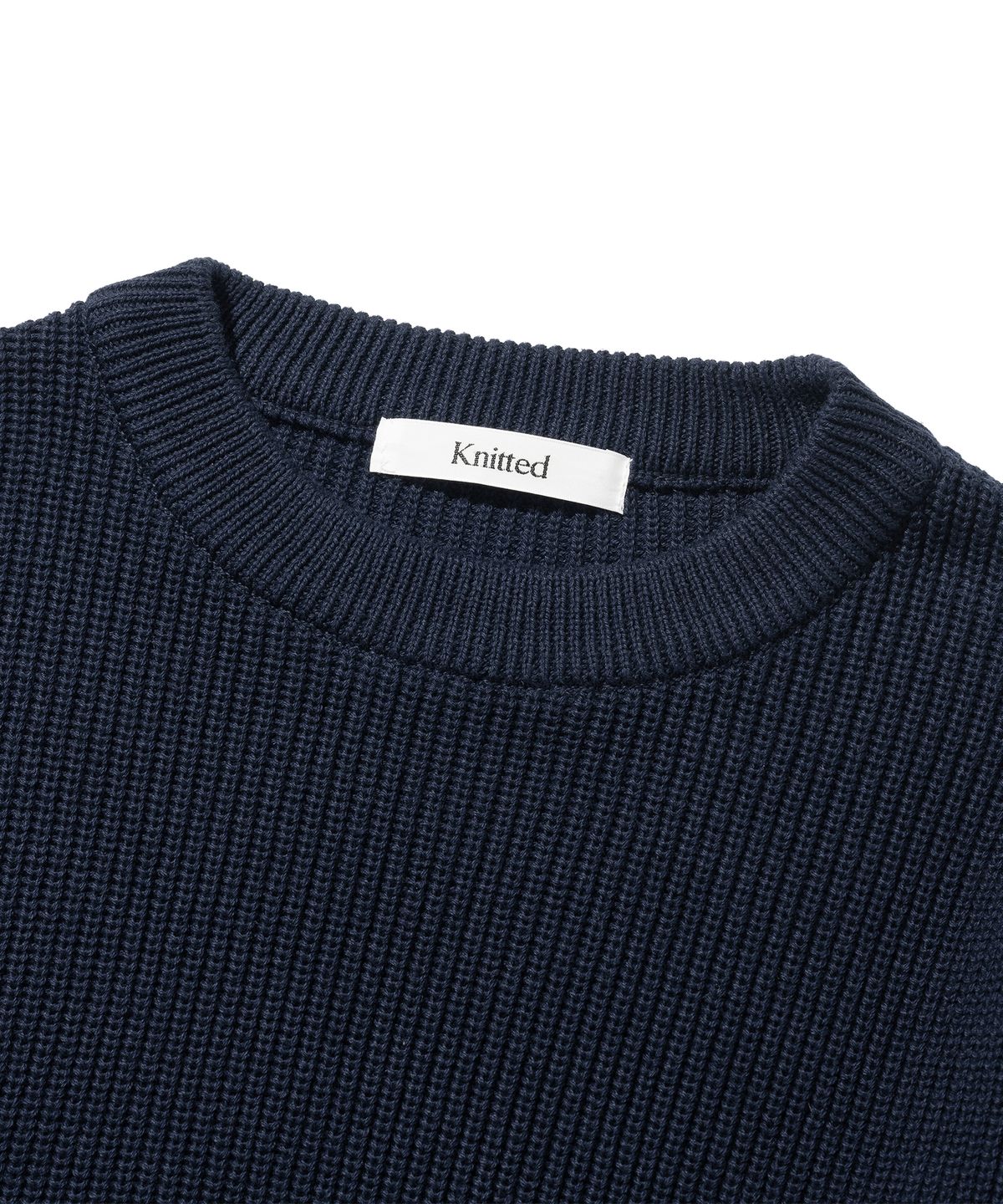 니티드(KNITTED) 소프트코튼 드랍숄더 와플 니트 NAVY