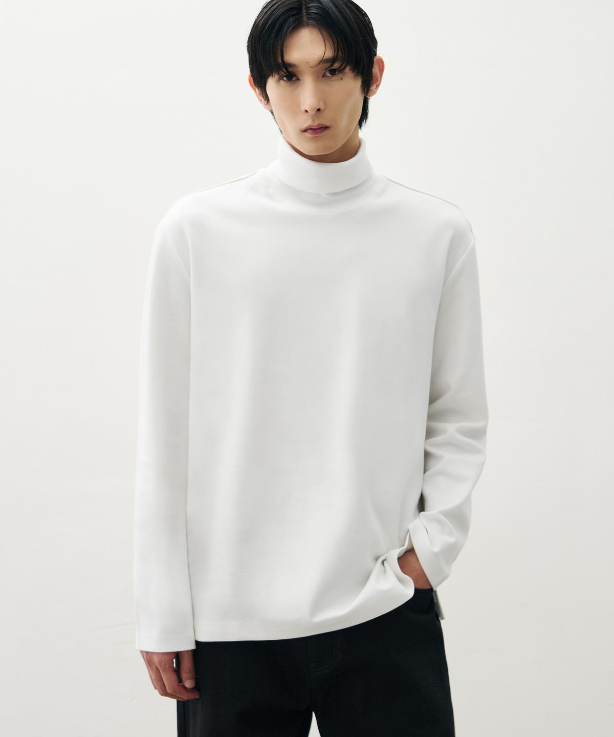 드로우핏(DRAW FIT) 터틀 하이 벤트 레이어드 티셔츠 [WHITE]
