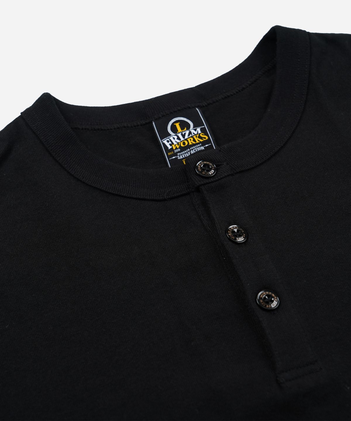 프리즘웍스(FRIZMWORKS) 10S SOLID HENLEY NECK TEE _ BLACK