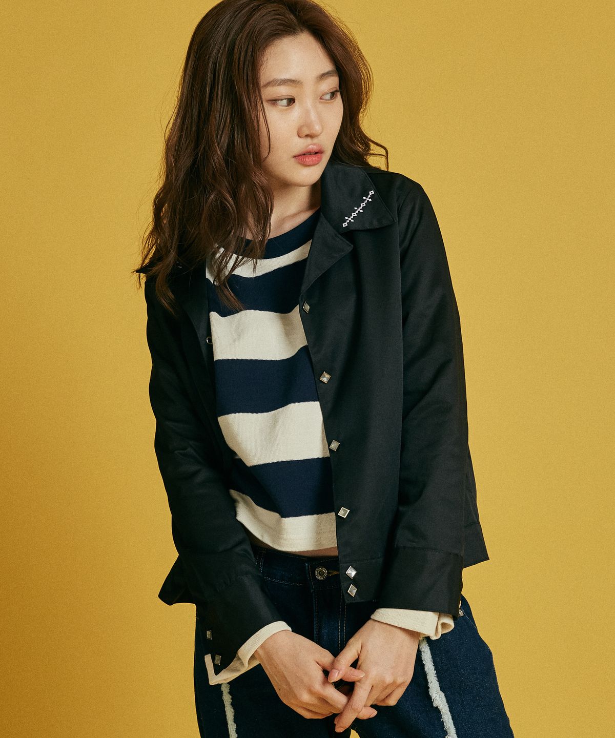 인타(INTAR) 와이드 카라 자켓 _블랙