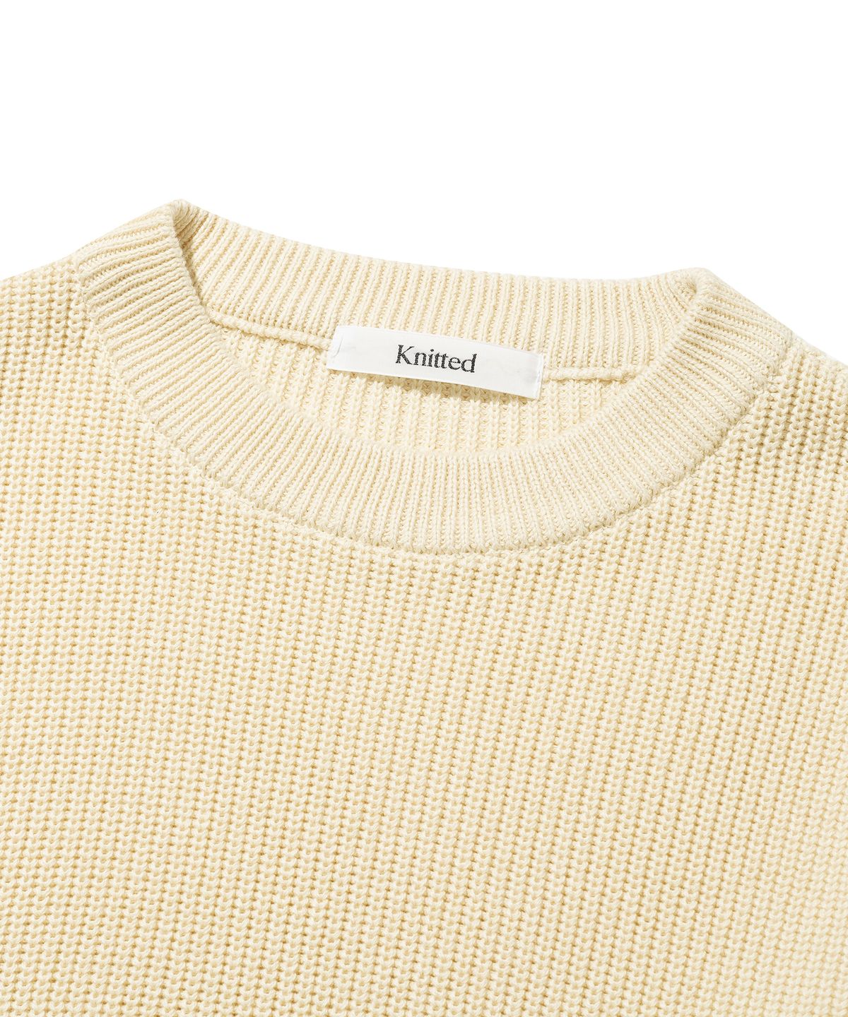 니티드(KNITTED) 소프트코튼 드랍숄더 와플 니트 OATMEAL