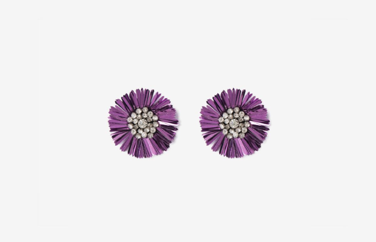 디토레(DITOLE) Mirabo vintage sequin flower earrings- Purple