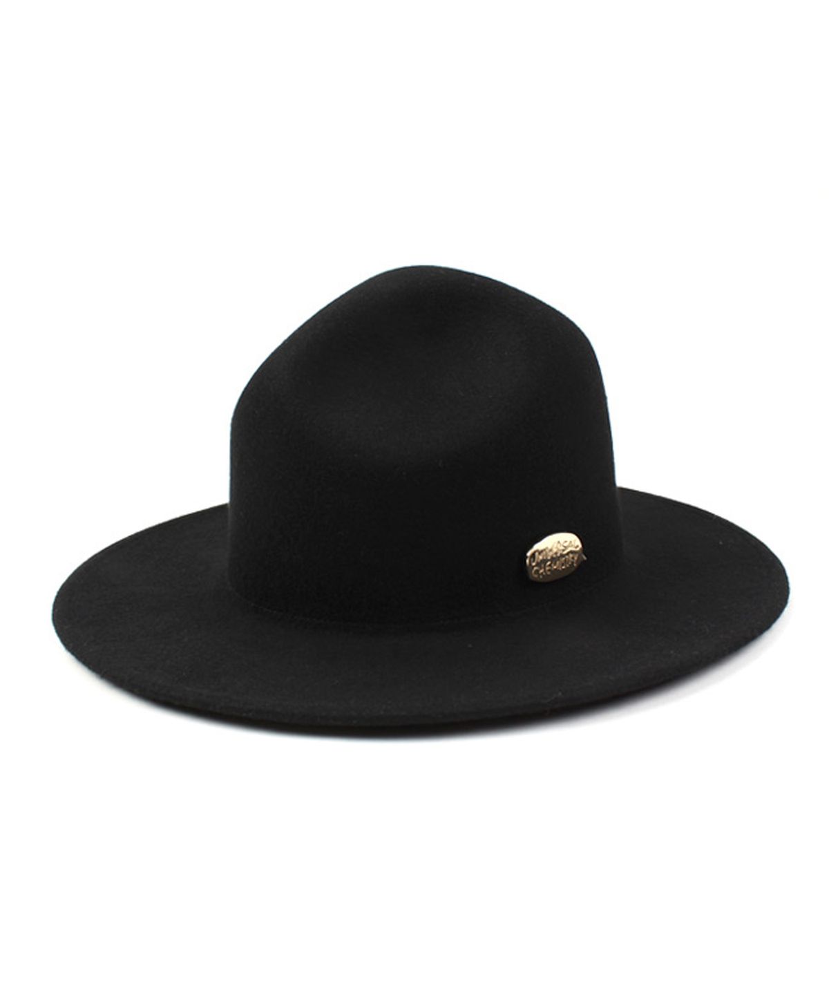 유니버셜 케미스트리(UNIVERSAL CHEMISTRY) Gold Metal Logo Y Wool Fedora BK 메탈페도라