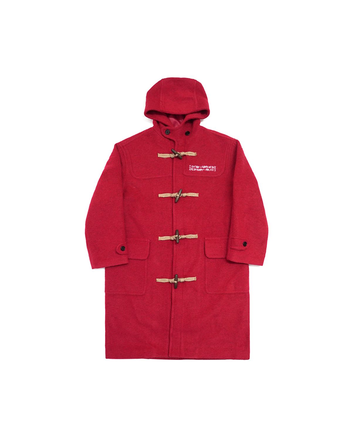 아임낫어휴먼비잉(I AM NOT A HUMAN BEING) Patch Work Duffle Coat - Red