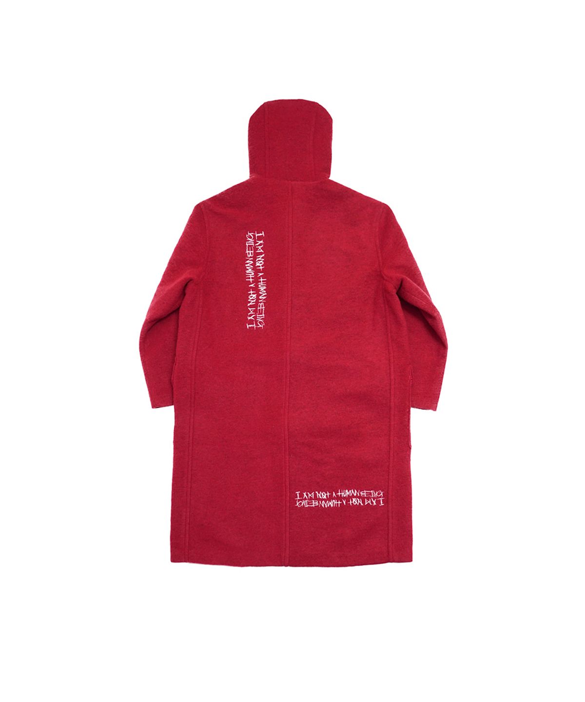 아임낫어휴먼비잉(I AM NOT A HUMAN BEING) Patch Work Duffle Coat - Red