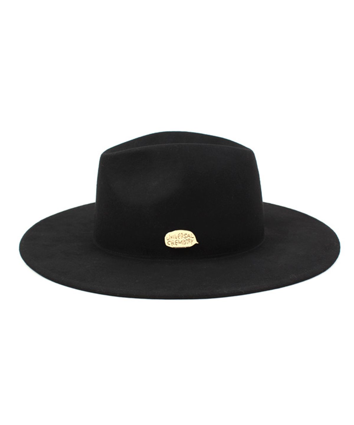 유니버셜 케미스트리(UNIVERSAL CHEMISTRY) Black Simple Wool Fedora GD 메탈페도라