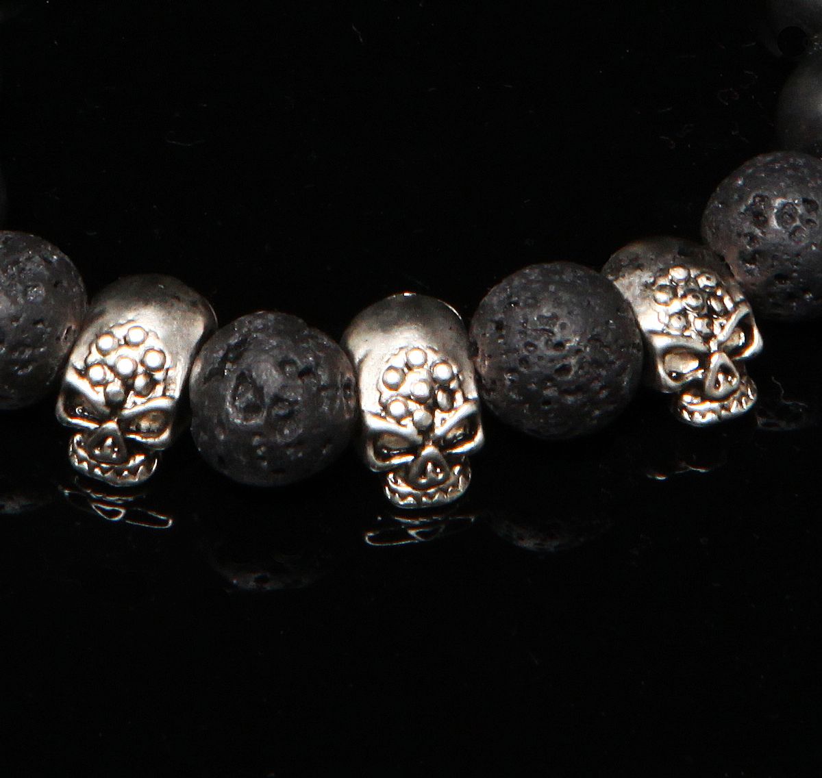 에잇볼륨(EIGHTVOLUME) EV 3Skull Bead Bracelet(Black)