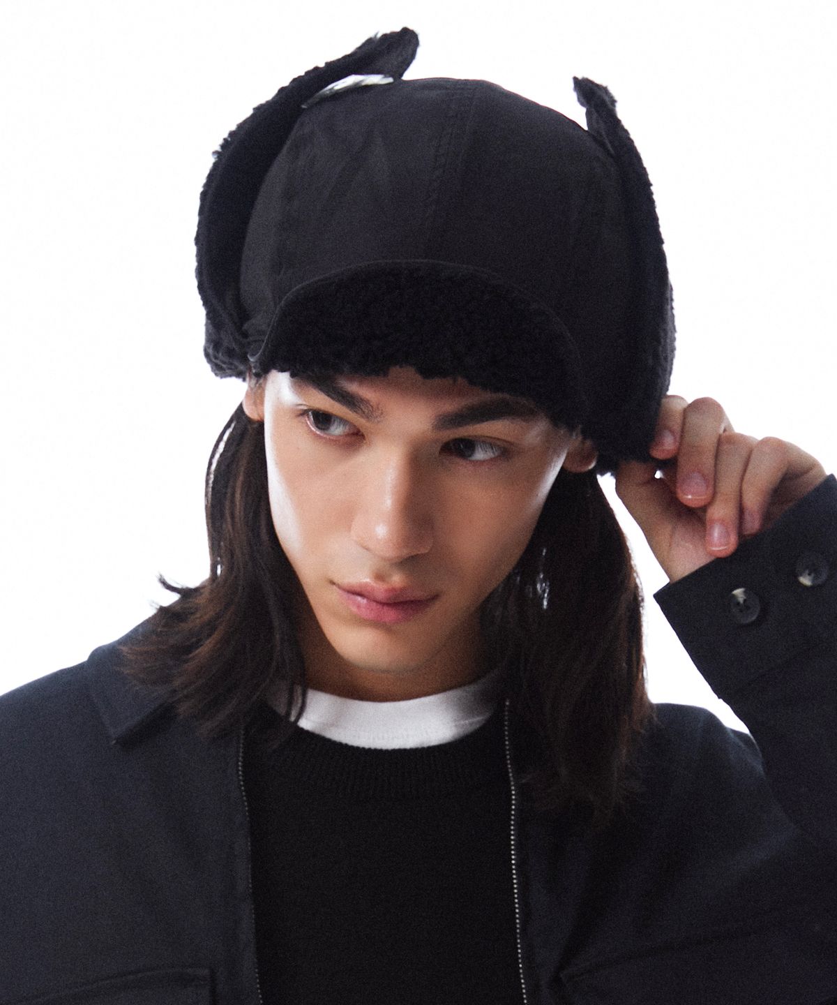슬리피슬립(SLEEPYSLIP) [unisex]F/W REVERSIBLE SATIN TROOPER HAT BLACK