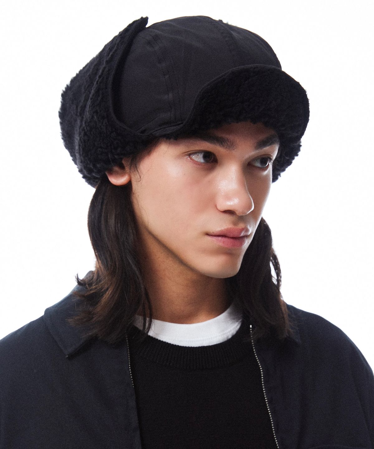슬리피슬립(SLEEPYSLIP) [unisex]F/W REVERSIBLE SATIN TROOPER HAT BLACK