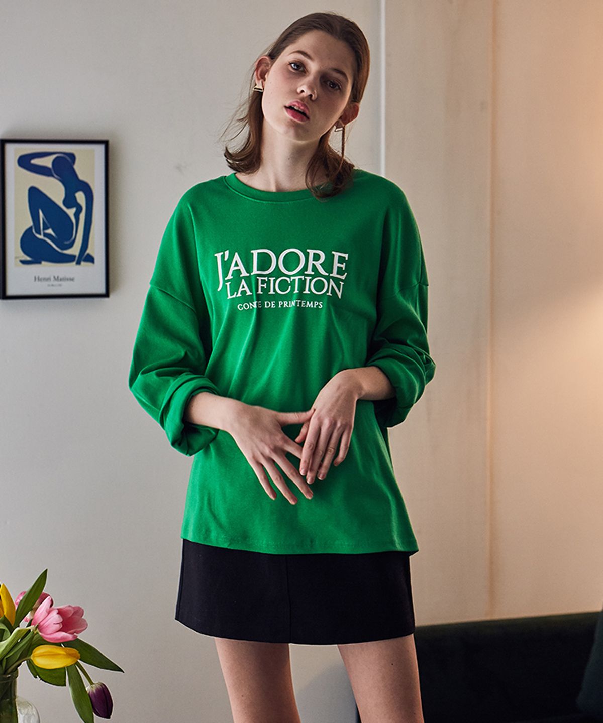 라티젠(LARTIGENT) LS FICTION T-SHIRT(GREEN)