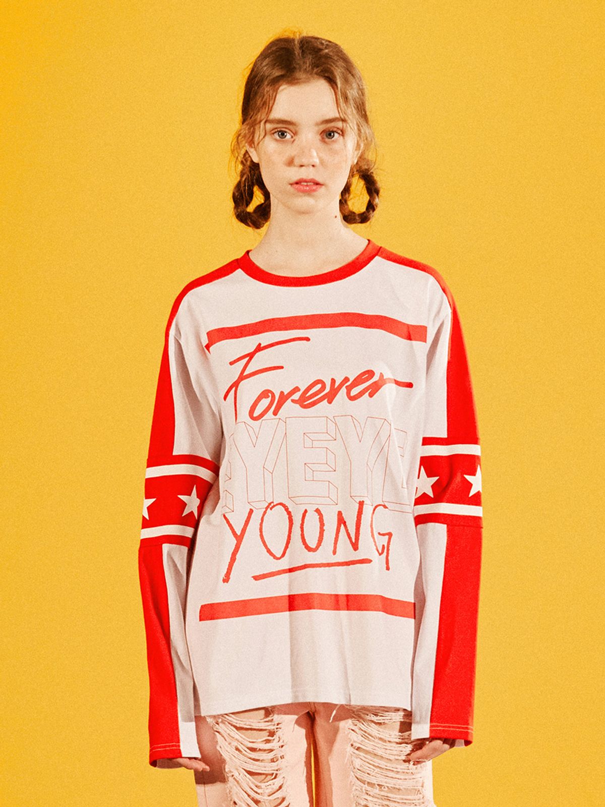 아이아이(EYEYE) FOREVER YOUNG STAR LONG SLEEVE T SHIRT_WHITE (EEOG1RLR04W)