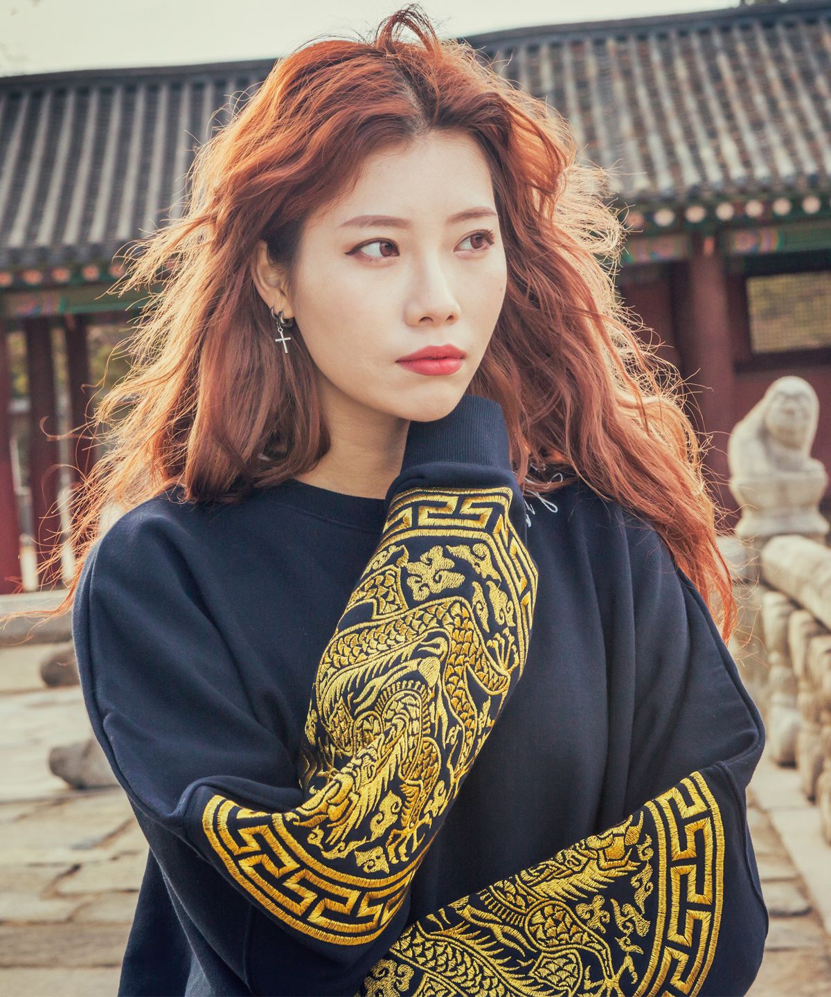 아시하(ASIHA) M [S/S] AsiHa 오조룡 맨투맨 Navy