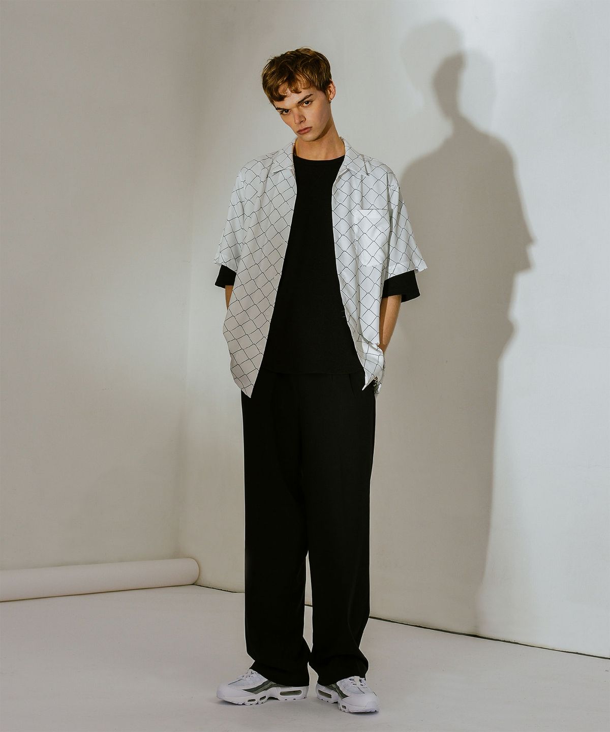 루오나인(RUONINE) 오버핏 반팔셔츠 ESHORT_WHITE(L)