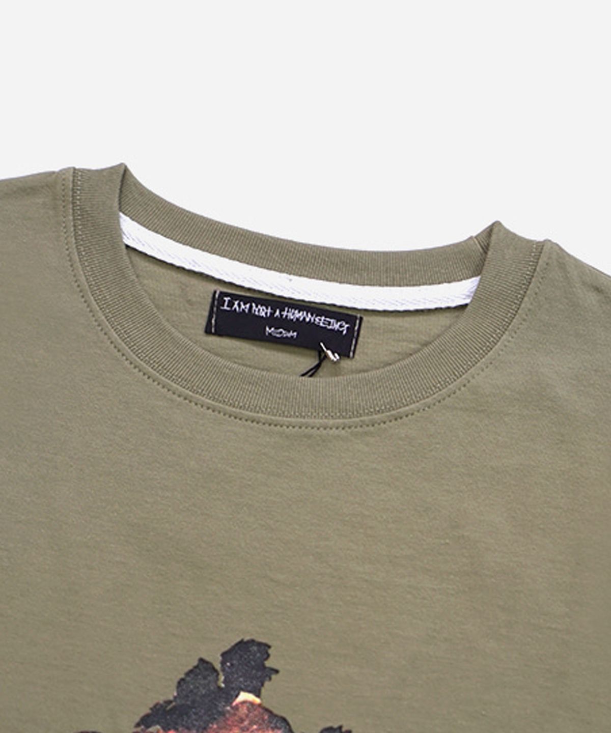 아임낫어휴먼비잉(I AM NOT A HUMAN BEING) THE DRINK TAKES YOU T-SHIRT - OLIVE GREEN
