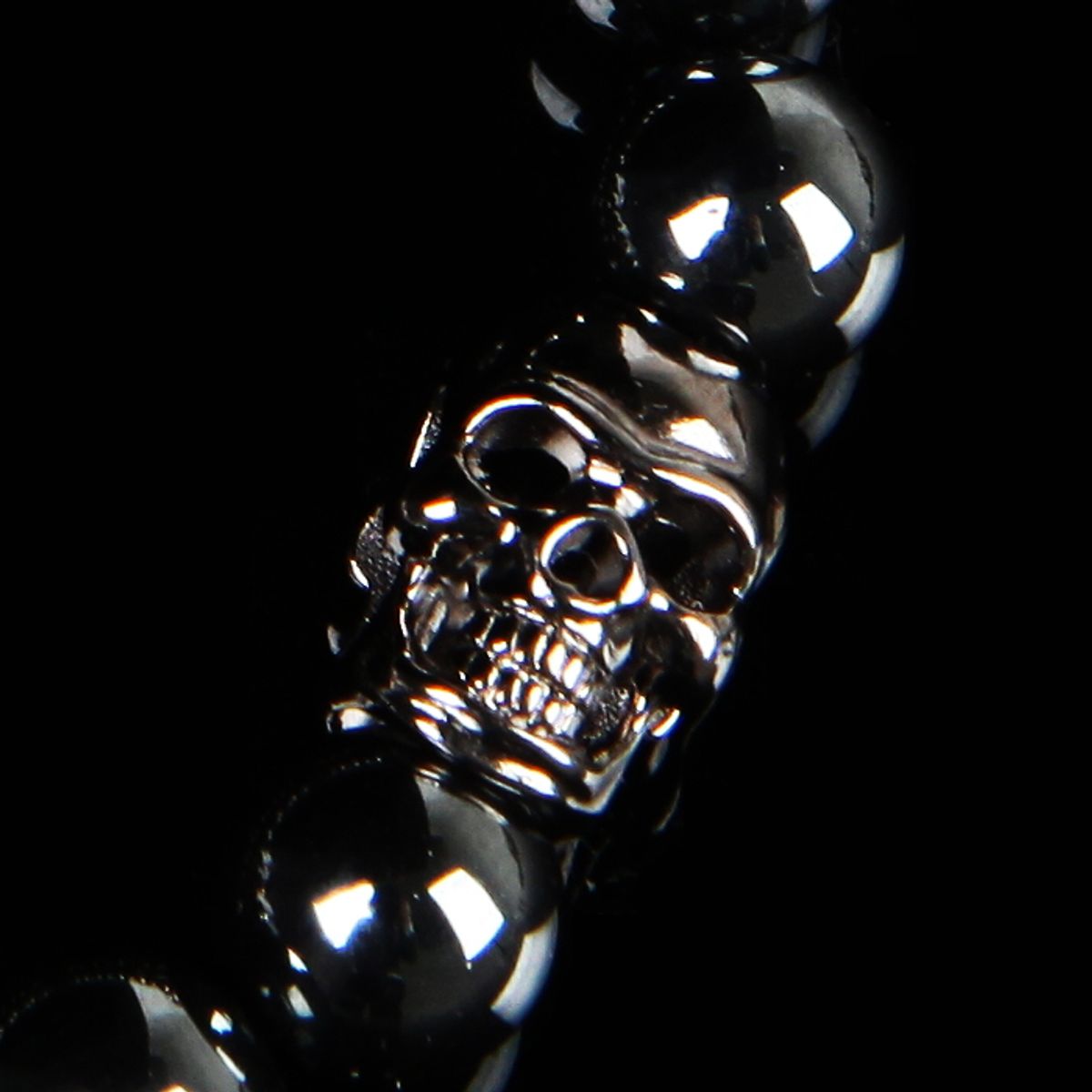 에잇볼륨(EIGHTVOLUME) EV 2Skull Bead Bracelet(Nickel)