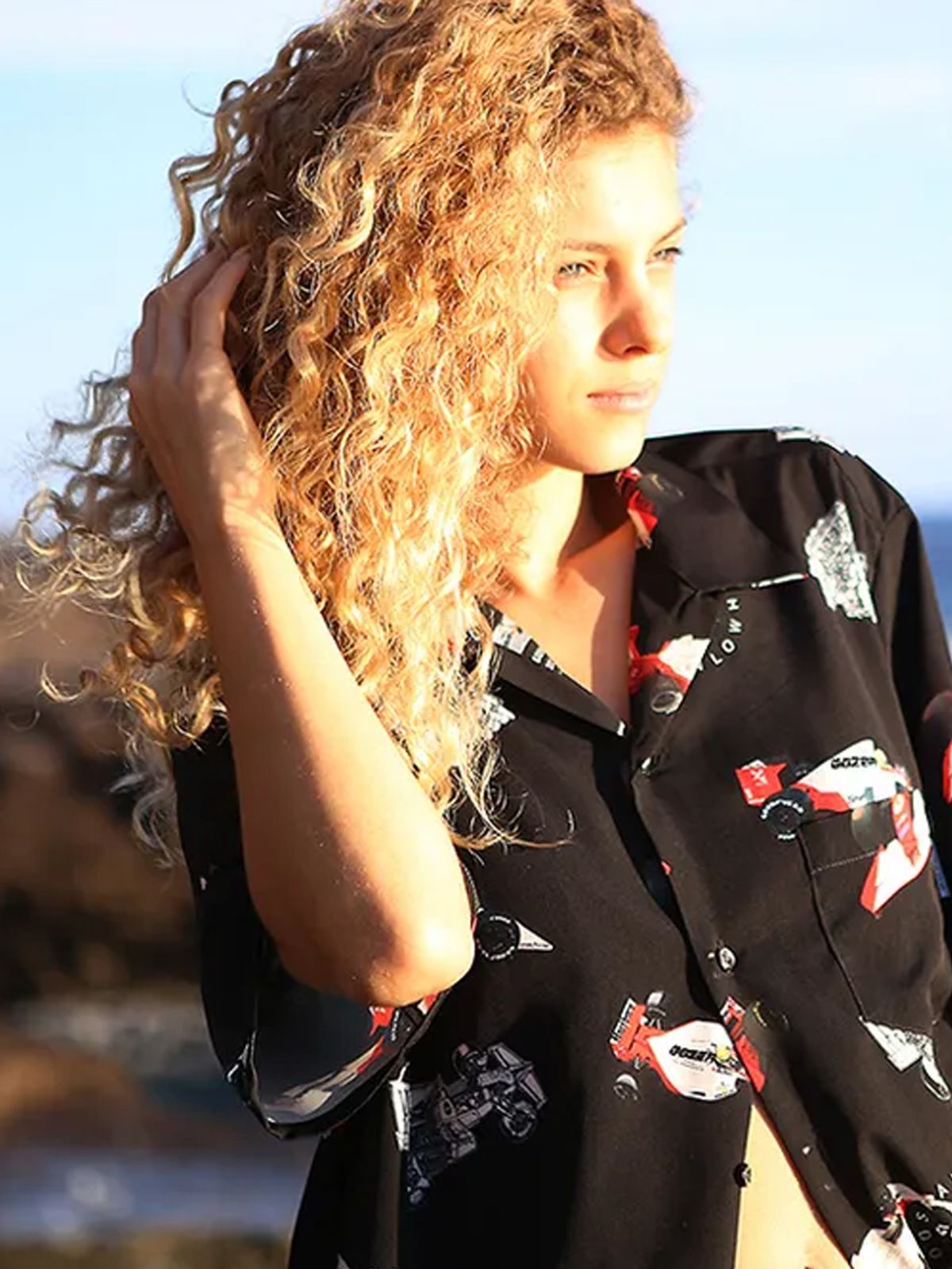 고저(GOZER) FORMULA-1 HAWAIIAN SHIRT_BLACK