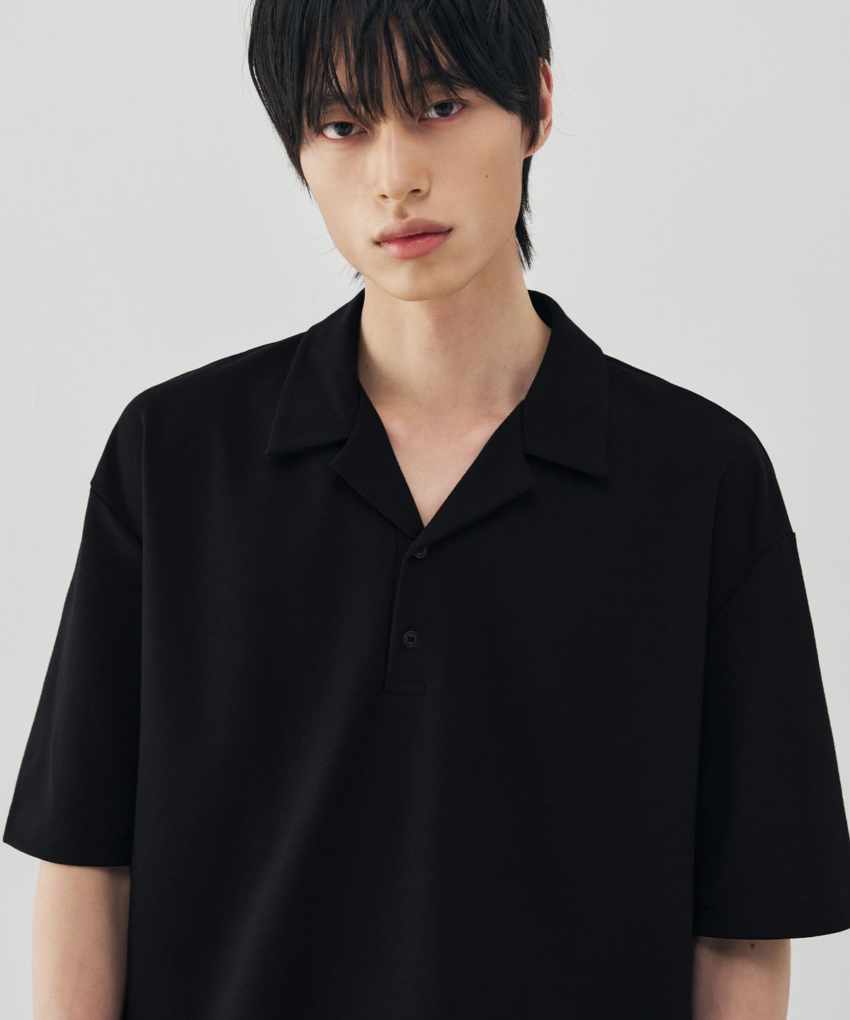 드로우핏(DRAW FIT) 리에디션 오픈카라 티셔츠 [BLACK]