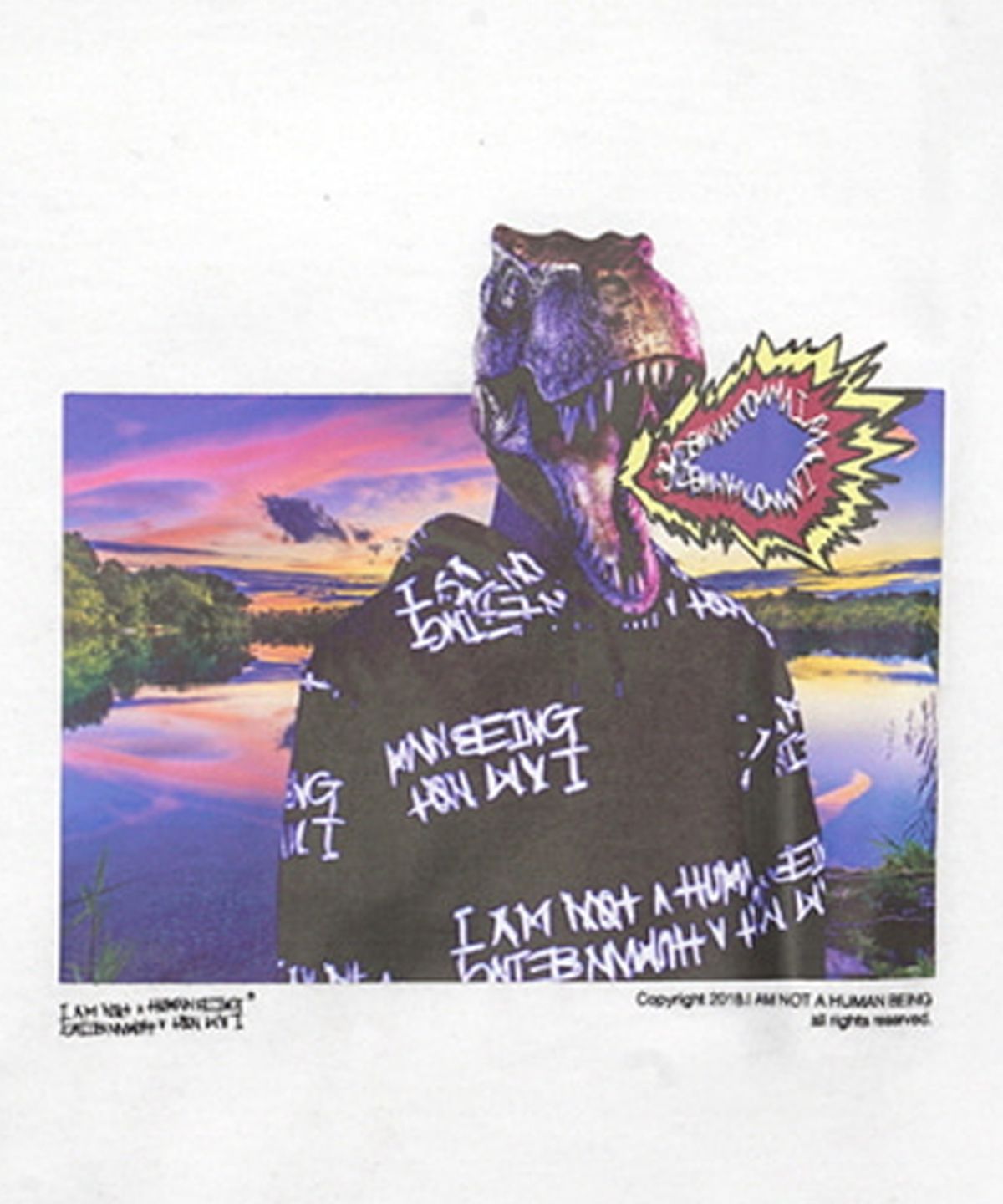 아임낫어휴먼비잉(I AM NOT A HUMAN BEING) DINOS SELFIE T-SHIRT - WHITE
