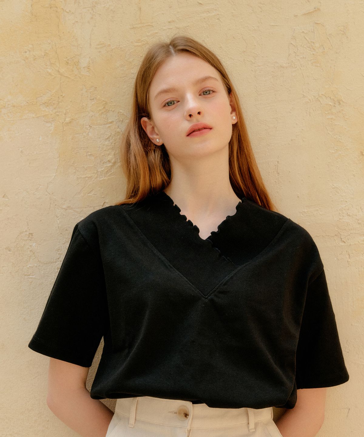 엽페(YUPPE) v shirring T-shirts_black