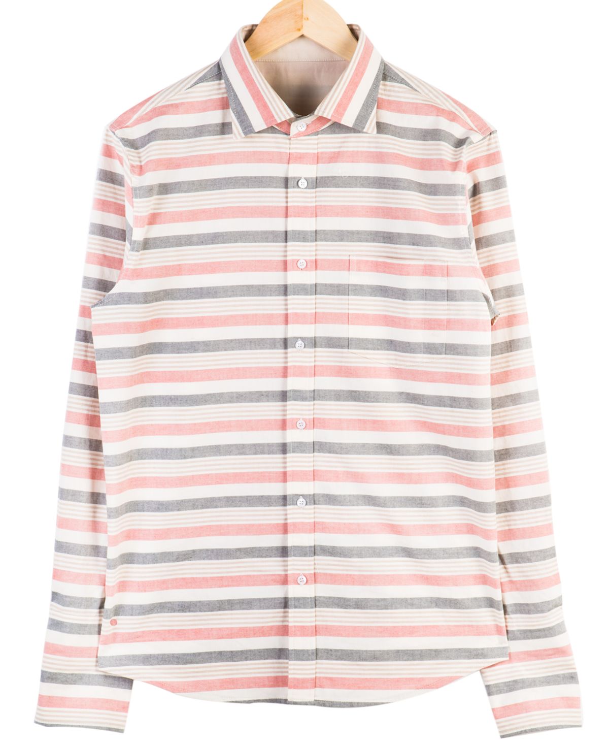 에스아이씨(S.I.C) NORMAL COLLAR & DOUBLE CUFF SHIRT [RED STRIPE & BEIGE]