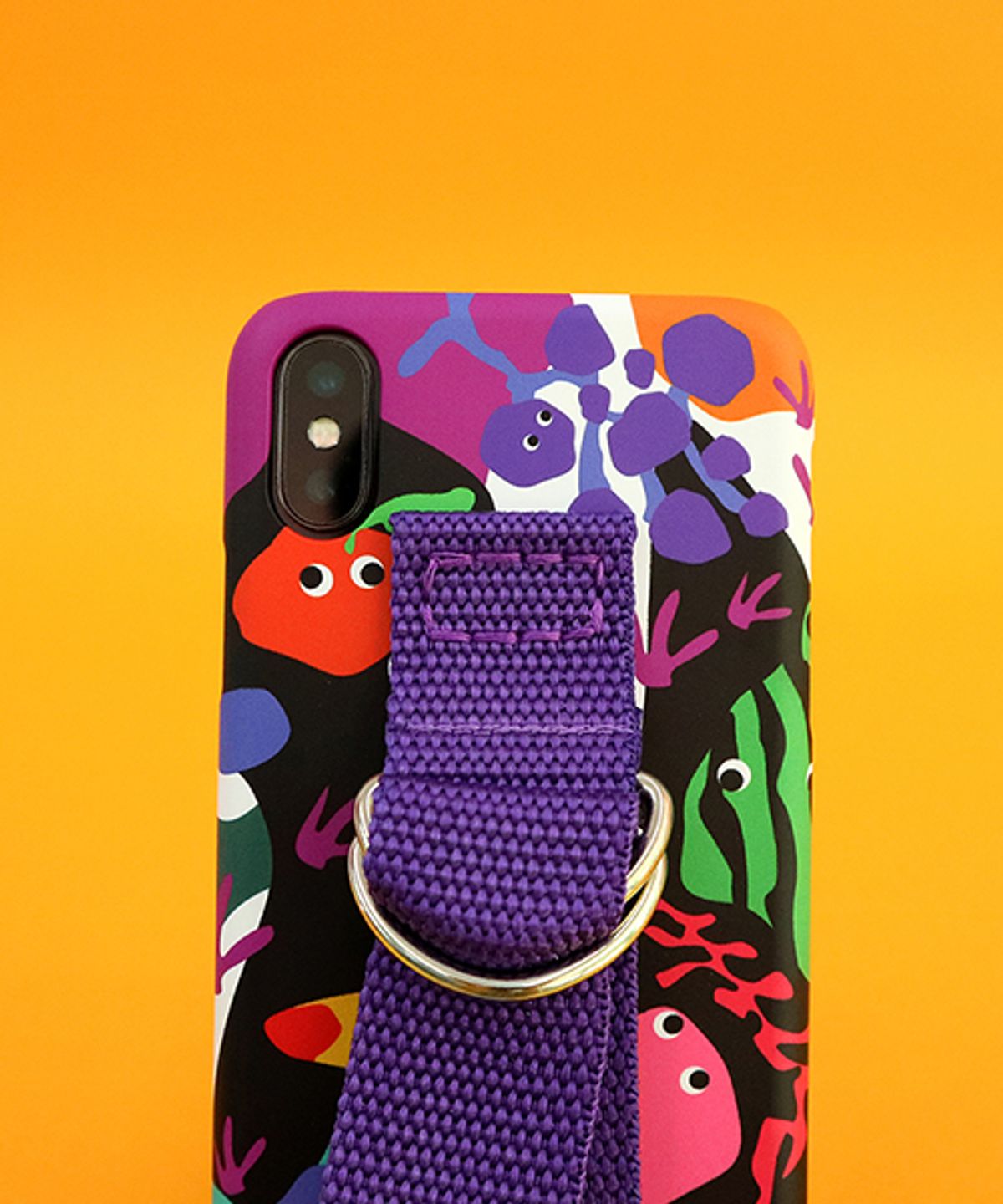 세컨드유니크네임(SECOND UNIQUE NAME) SUN CASE GRAPHIC FRUIT BLACK PURPLE (BELT)