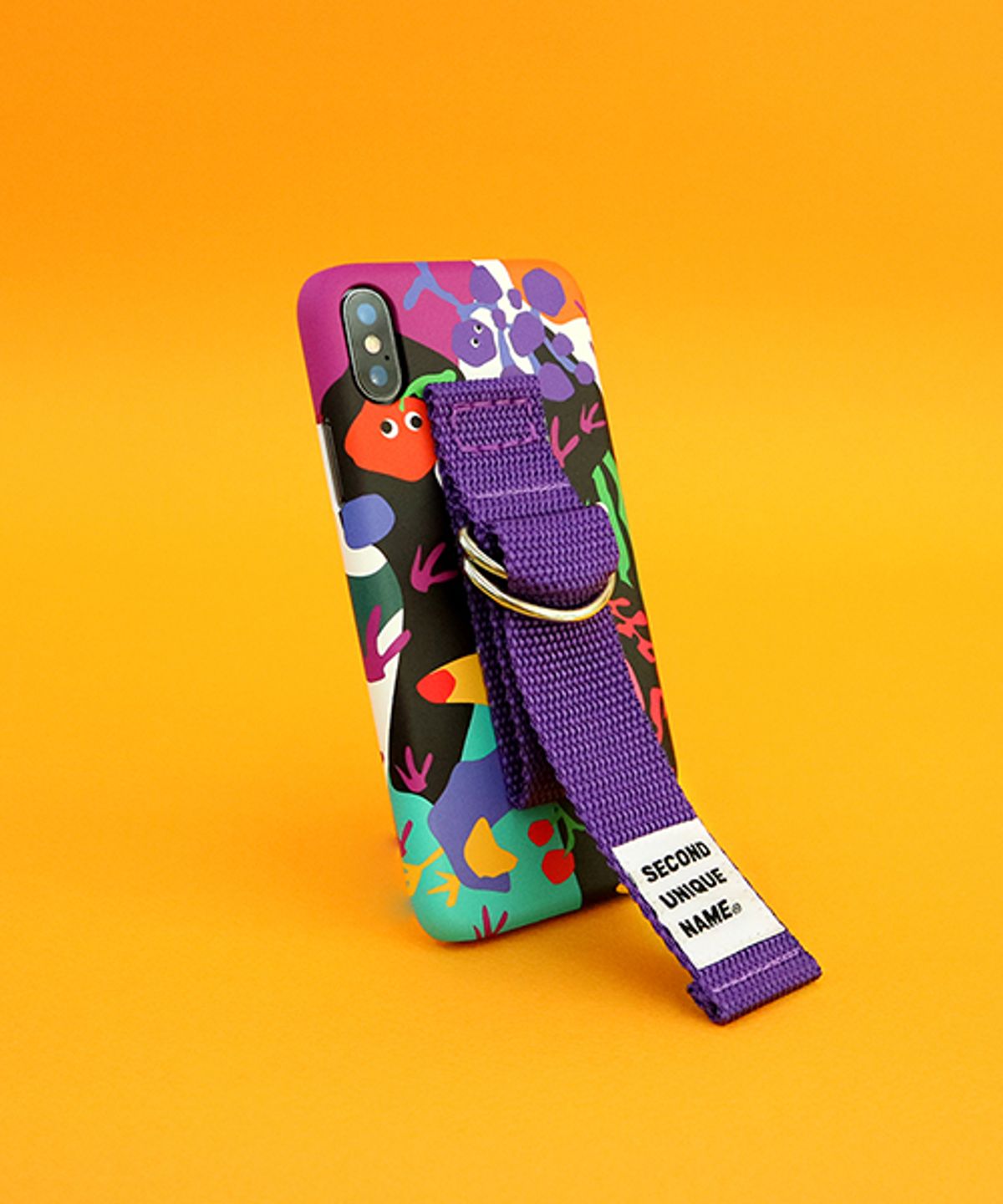 세컨드유니크네임(SECOND UNIQUE NAME) SUN CASE GRAPHIC FRUIT BLACK PURPLE (BELT)