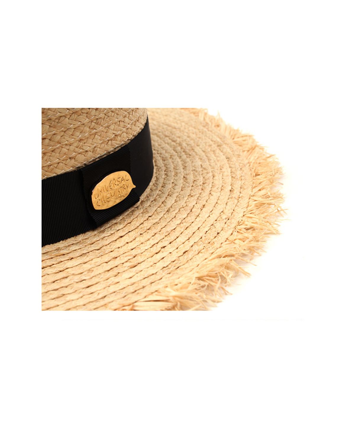 유니버셜 케미스트리(UNIVERSAL CHEMISTRY) Gold Metal Natural Flat Fedora 썸머페도라