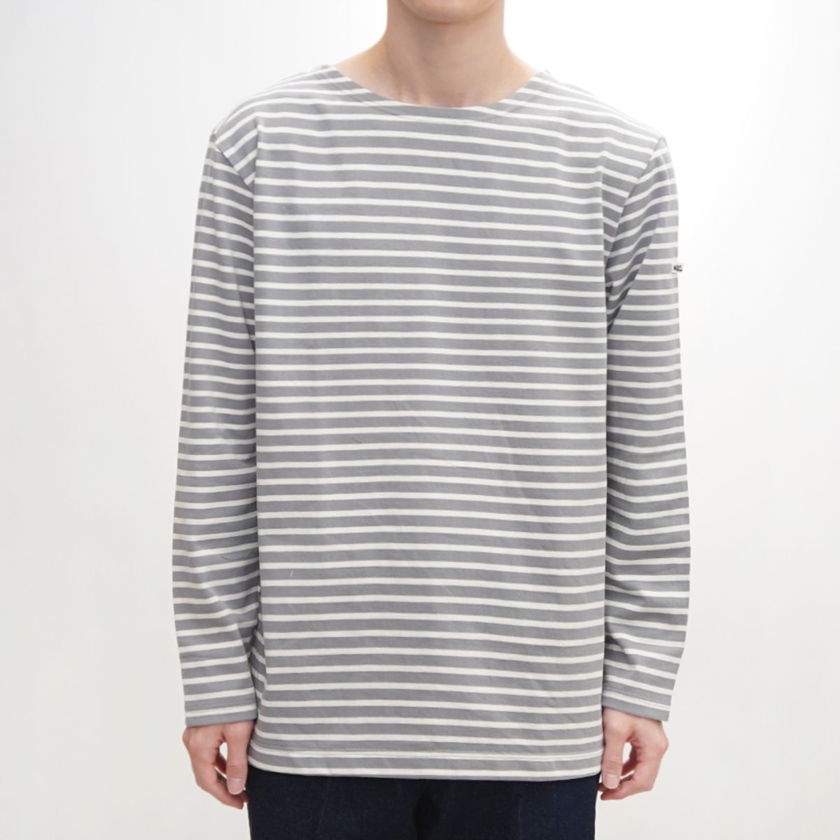 노클레임(NOCLAIM) Boat-neck Basque Shirt Grey x Ivory