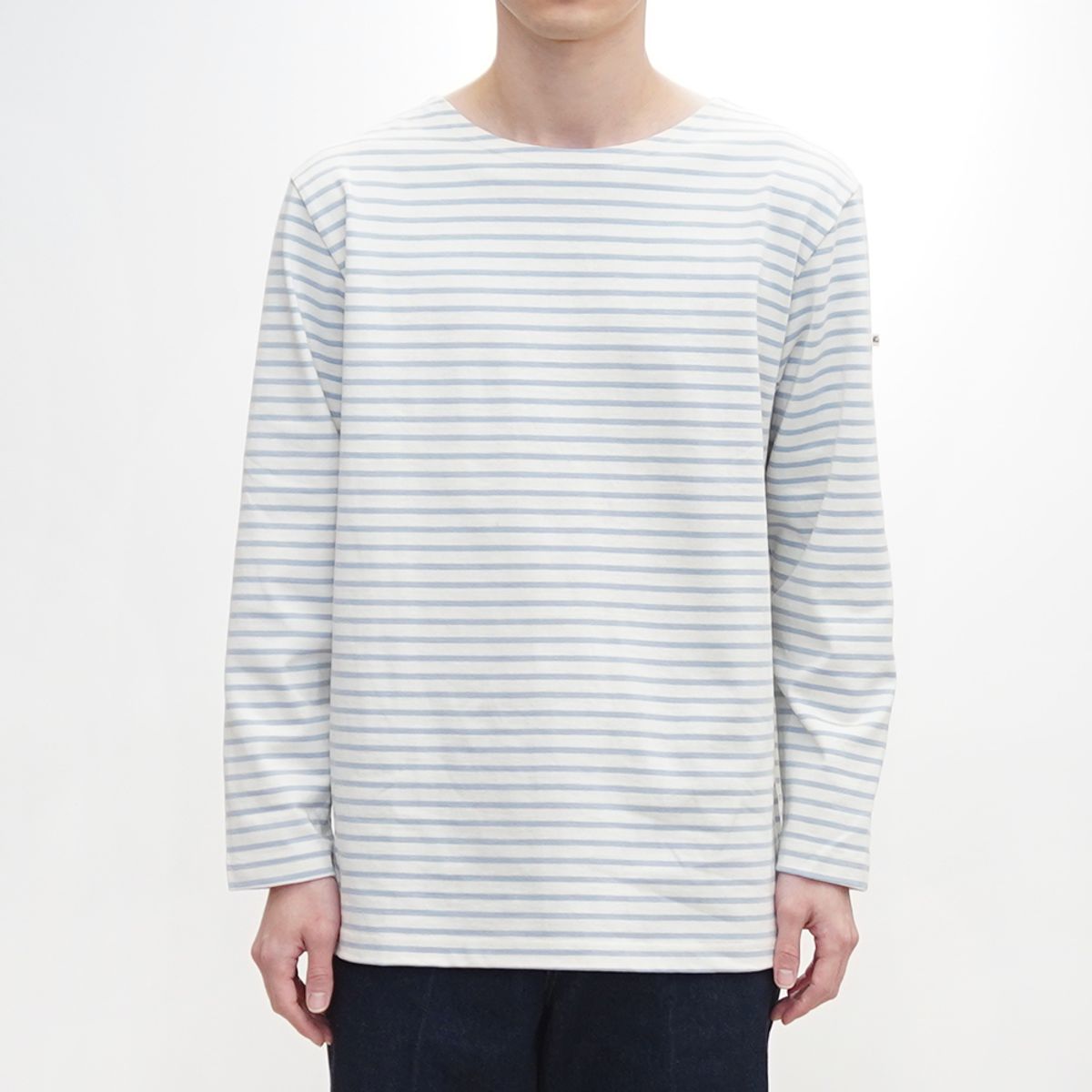 노클레임(NOCLAIM) Boat-neck Basque Shirt  Ivory x Sky