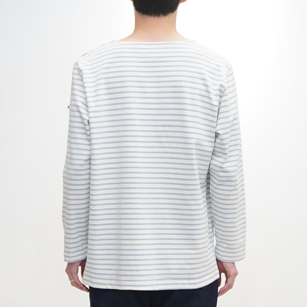 노클레임(NOCLAIM) Boat-neck Basque Shirt  Ivory x Sky