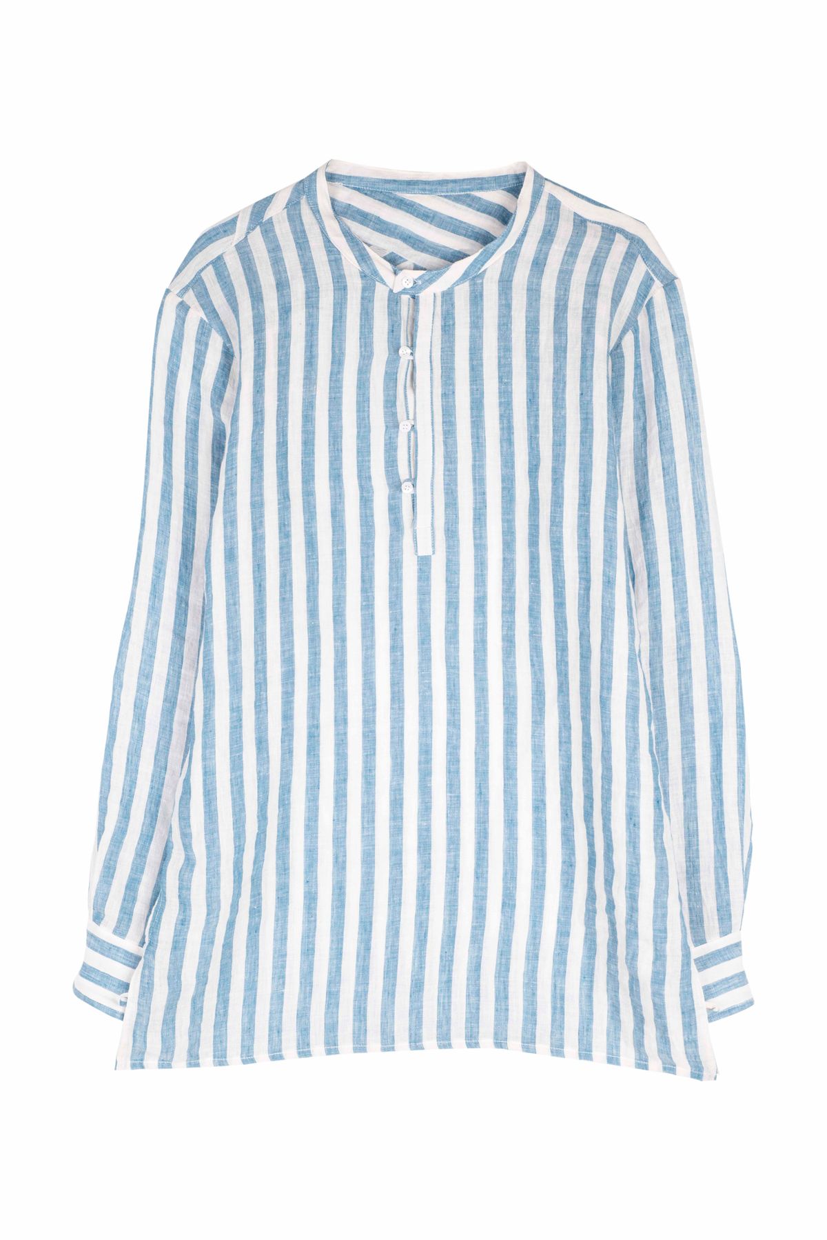 에스아이씨(S.I.C) BANDED COLLAR & HALF PLACKET TUNIC [BLUE STRIPE]