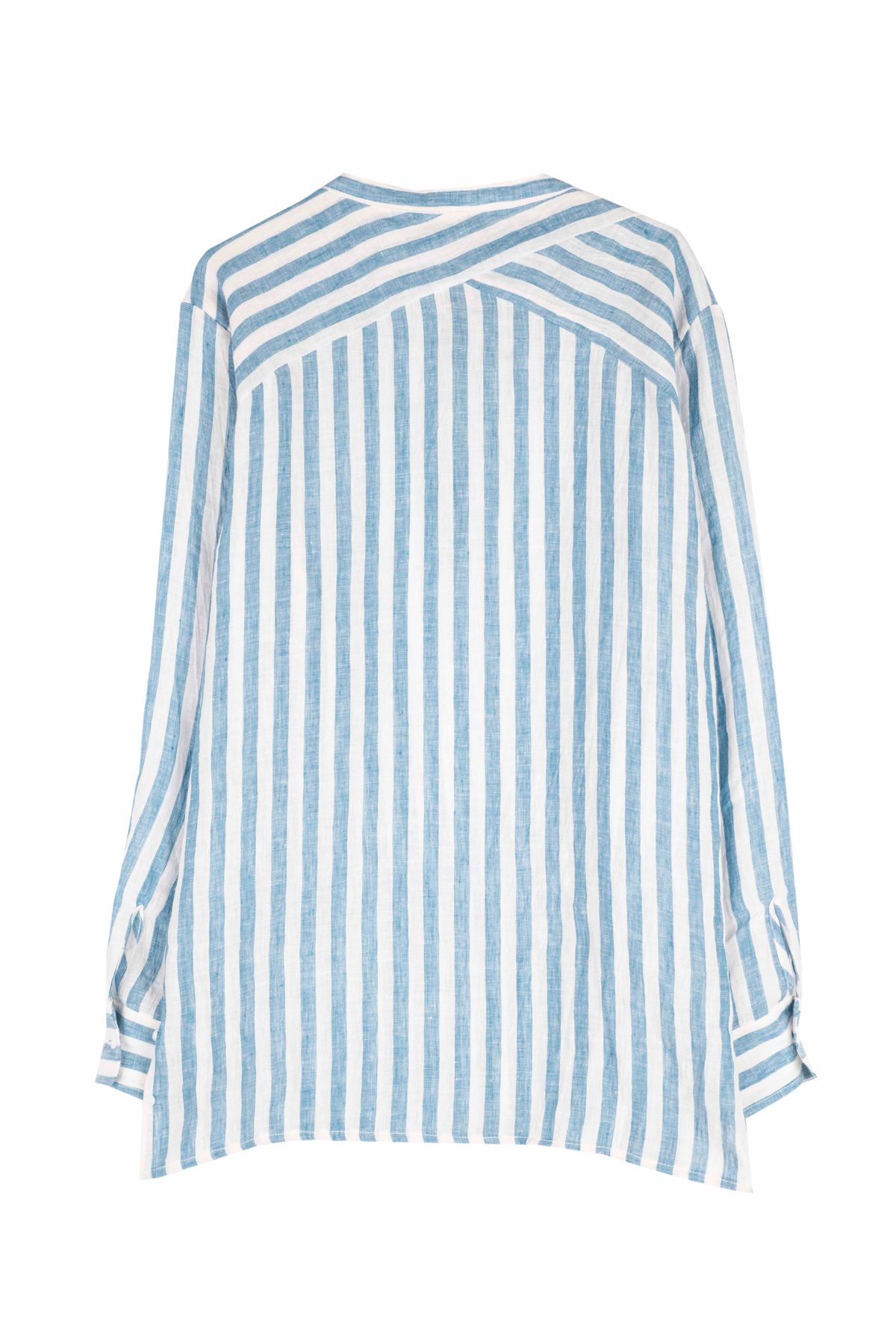 에스아이씨(S.I.C) BANDED COLLAR & HALF PLACKET TUNIC [BLUE STRIPE]