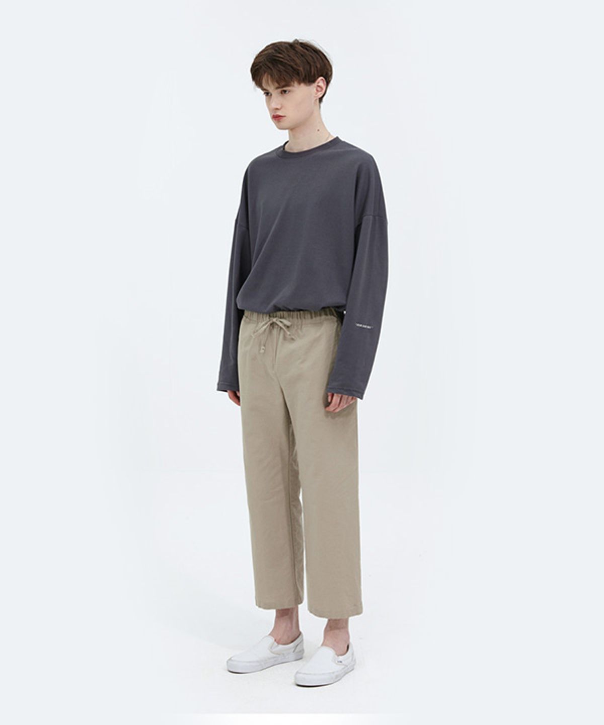 어커버(ACOVER) [2pack]린넨 라이크 9부 세미 와이드 밴딩 팬츠